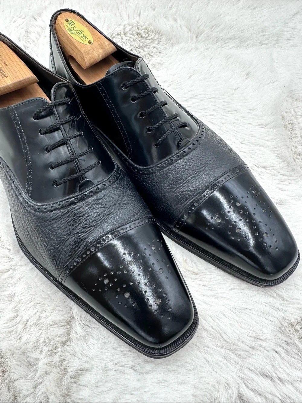Mezlan Tyson II Men’s Calf & Deerskin Oxford Shoes Size 13 Black leather